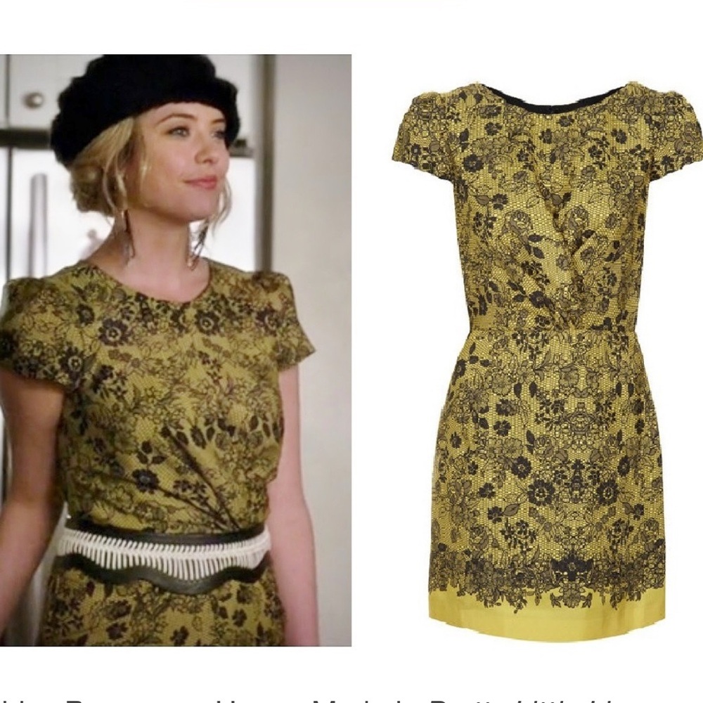 TopShop Yellow Lace Placement Twist Dress